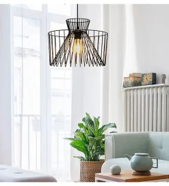 Suspension design Glascow XL 120cm réglable métal noir compatible LED