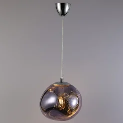 Suspension design moderne avec abat-jour en verre métallisé violet irrégulier, douille E27 Melti D280mm