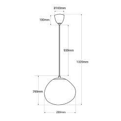 Suspension design moderne avec abat-jour en verre métallisé violet irrégulier, douille E27 Melti D280mm