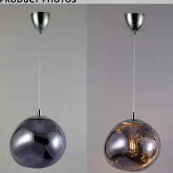 Suspension design moderne avec abat-jour en verre métallisé violet irrégulier, douille E27 Melti D280mm