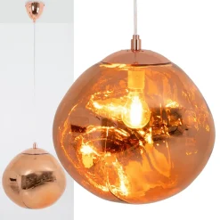 Suspension Design Moderne en Rose avec Abat-jour en Verre Métallisé Irrégulier Douille E27 Melti D360mm