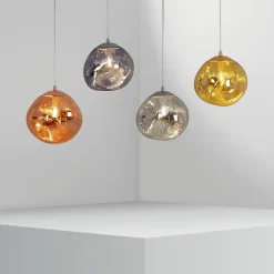 Suspension Design Moderne en Rose avec Abat-jour en Verre Métallisé Irrégulier Douille E27 Melti D360mm