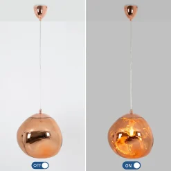 Suspension Design Moderne en Rose avec Abat-jour en Verre Métallisé Irrégulier Douille E27 Melti D360mm