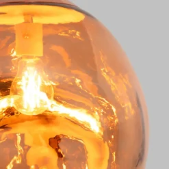 Suspension Design Moderne en Rose avec Abat-jour en Verre Métallisé Irrégulier Douille E27 Melti D360mm