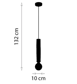 Suspension design Nala 132cm métal noir et bambou réglable LED