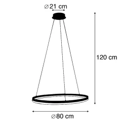 Suspension design noire 80 cm avec LED à 3 niveaux de luminosité - Anello