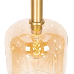 Suspension design noire avec laiton et verre ambré - Zuzanna