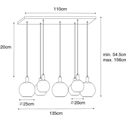 Suspension design noire avec verre doré 7 lumières - Bert