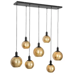 Suspension design noire avec verre doré 7 lumières - Bert