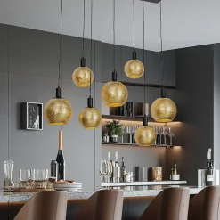 Suspension design noire avec verre doré 7 lumières - Bert
