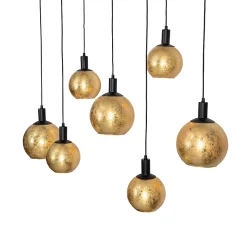 Suspension design noire avec verre doré 7 lumières - Bert