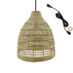 Suspension d'extérieur FREYA LONG Bois Herbe marine D49 cm