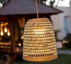 Suspension d'extérieur LED intégrée Positano rotin fibres naturelles ⌀11 cm 900lm IP54 9W Newgarden