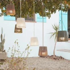 Suspension d'extérieur LED intégrée rechargeable Conta mini blanc Ø15cm IP54 E27 900lm 3W Newgarden