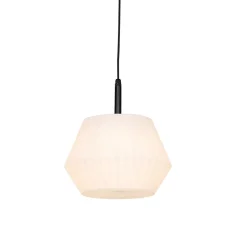 Suspension d'extérieur moderne noire avec abat-jour blanc 33 cm IP44 - Robbert