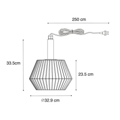 Suspension d'extérieur moderne noire avec abat-jour blanc 33 cm IP44 - Robbert