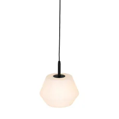 Suspension d'extérieur moderne noire avec abat-jour blanc 33 cm IP44 - Robbert
