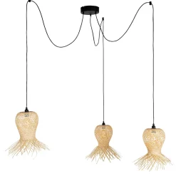Suspension d'extérieur orientale en bambou 3 lumières IP44 - Carlos
