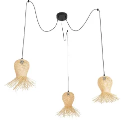 Suspension d'extérieur orientale en bambou 3 lumières IP44 - Carlos