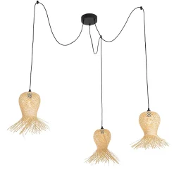 Suspension d'extérieur orientale en bambou 3 lumières IP44 - Carlos