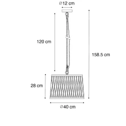 Suspension d'extérieur rustique en rotin 40 cm - Calamus