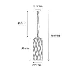 Suspension d'extérieur rustique en rotin 25 cm - Calamus