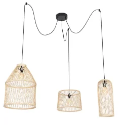 Suspension d'extérieur rustique en rotin 3 lumières - Calamus