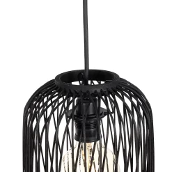 Suspension d'extérieur rustique en rotin noir 3 lumières - Calamus