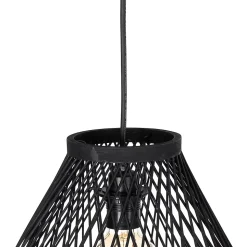 Suspension d'extérieur rustique en rotin noir 3 lumières - Calamus