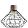 Suspension diamant Sequoia métal noir Ø40 x H.134 cm E27 IP20 40W Seynave