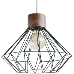 Suspension diamant Sequoia métal noir Ø40 x H.134 cm E27 IP20 40W Seynave