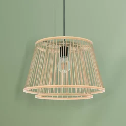 Suspension Doria E27 IP20 40W Ø38xH.110cm bambou Dunalux