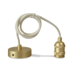 Suspension douille doré satiné (80-110 cm - Blanc)