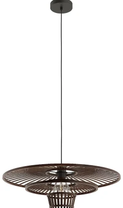 Suspension en bambou 3 niveaux E27 40W marron foncé H.17,6 cm, Eglo Leonminster