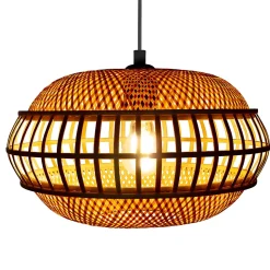 Suspension en bambou E27 60W beige Ø36cm Kailo