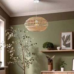 Suspension en bambou E27 60W beige Ø36cm Kailo