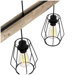 Suspension en bois et métal 4 lampes - Clotilde