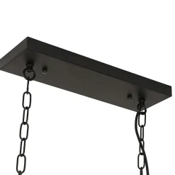 Suspension en Bois et Métal 5 Lumières de Style Vintage PANDORA - 5xE27 pour Salle à Manger et Cuisine.