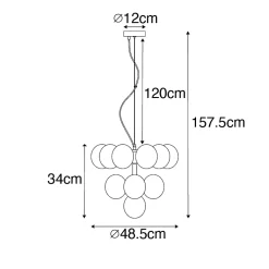 Suspension en bronze avec verre ambré 13 lumières - Bianca