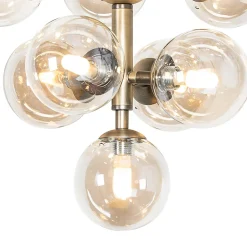 Suspension en bronze avec verre ambré 13 lumières - Bianca