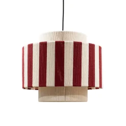 Suspension en corde de coton rayée E27 40W blanc et rouge Ø38 cm Jumell Moyo