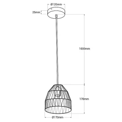 Suspension en Corde de Papier Tressé 'NARA' Abat-jour de 17 cm de Diamètre, Douille E27