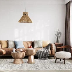 Suspension en corde papier et métal noir E27 40W Ø40cm Seynave, Calypso