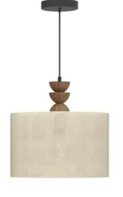 Suspension en céramique E27 40W imitation bois ∅30cm Seynave, Kamil