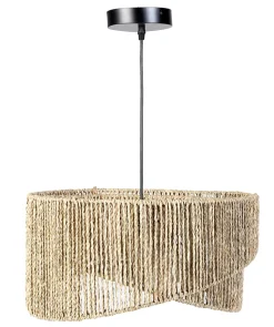 Suspension en jacinthe d'eau E27 40W Ø45cm beige Lussiol, Kalibo