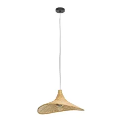 Suspension en métal et bambou E27 40W beige ⌀50cm Eglo, Haxey