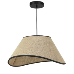 Suspension en métal et sisal E27 40W noir et beige Ø40cm Seynave, Miopalmo
