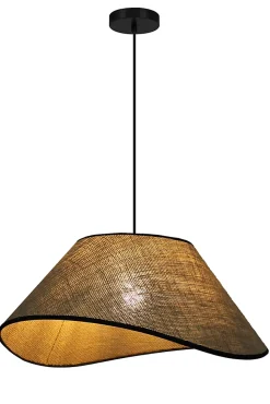 Suspension en métal et sisal E27 40W noir et beige Ø40cm Seynave, Miopalmo