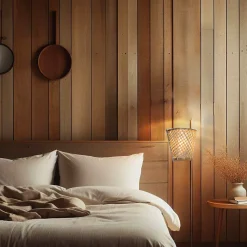 Suspension en Osier et Bambou avec Câble et Interrupteur Idéale pour Salle à Manger et Cuisine