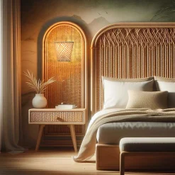 Suspension en Osier et Bambou avec Câble et Interrupteur Idéale pour Salle à Manger et Cuisine